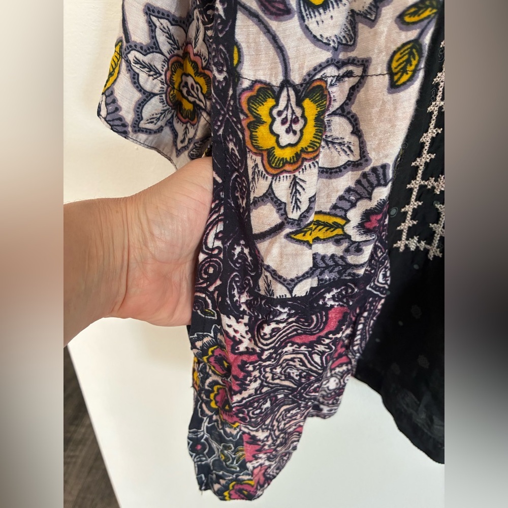 John Mark Tunic Top 2X Patchwork Boho Floral 3/4 … - image 7
